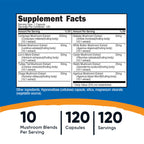 Nutricost Mushroom Complex Supplement, 120 Capsules for 120 Servings | 10 Mushroom Blend (Includes Reishi, Maitake, Shiitake, Lion's Mane, and More) - GMO-Free and Gluten Free