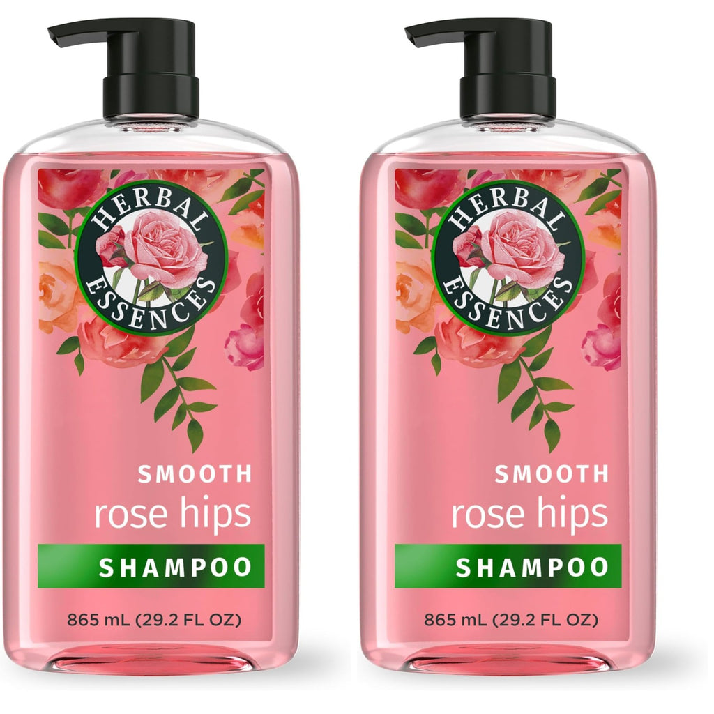 Herbal Essences Shampoo, Rose Hips - Smooth Collection, Shiny Hair with Vitamin E & Jojoba, Safe for Color Treated Hair, Floral Scent, Cruelty-Free, Dermatologist-Tested, 29.2 Fl Oz