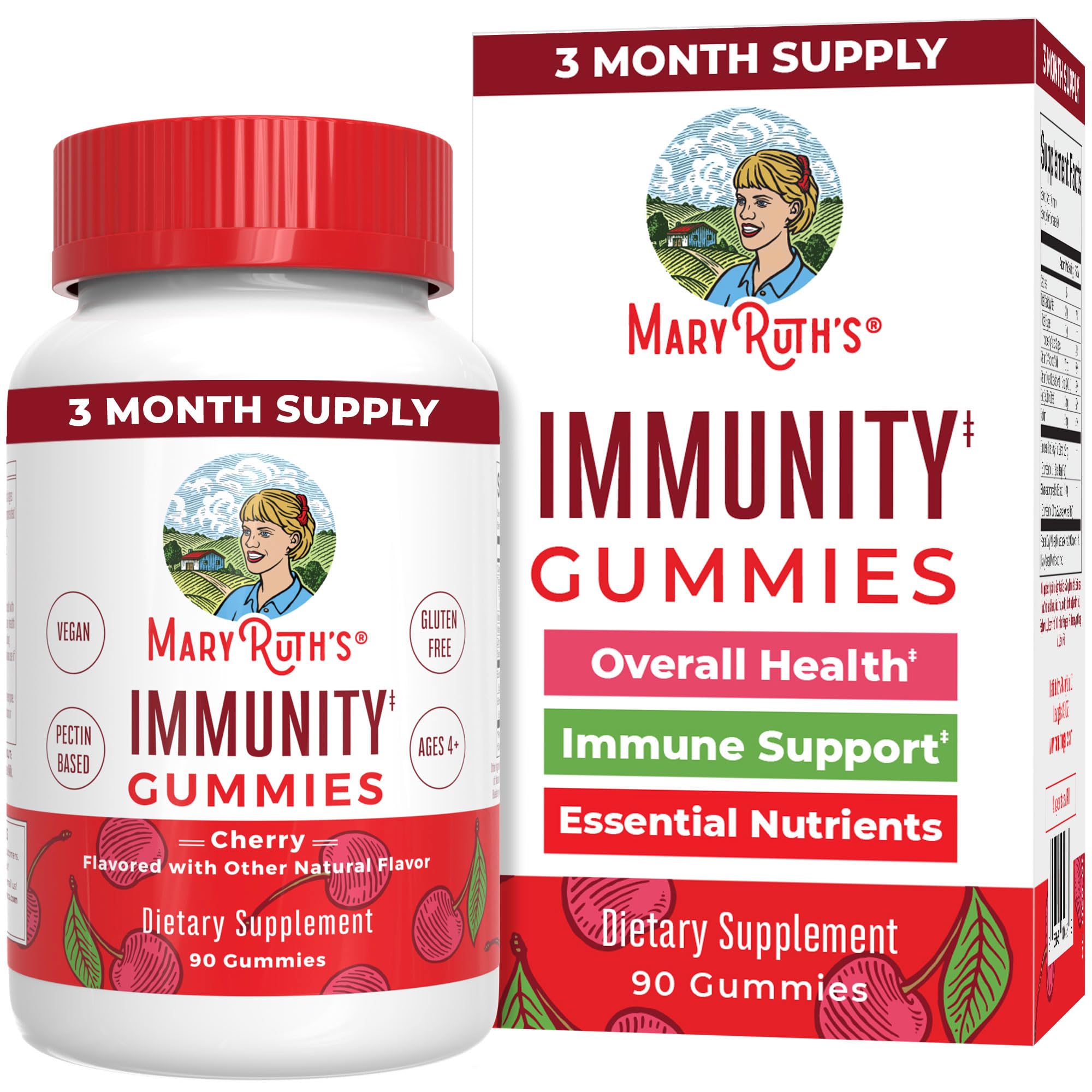 MARYRUTH'S Immunity Gummies for Kids & Adults, Sugar Free, 90 Servings | Elderberry Vitamin C & Zinc, Vitamin D3 & Echinacea, Immune Support Supplement, Vegan, Non GMO, 90ct