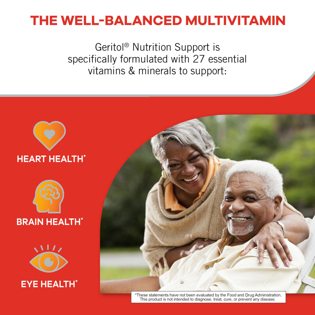 Geritol Multivitamin Supplement, 27 Essential Vitamins & Minerals, 40 Tabs | Daily support for adults, multivitamin tablets with 27 essential vitamins and minerals, gluten-free, non-GMO