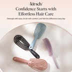 Kitsch Flexi Flow Detangler Brush, Hair Brushes For Women - Haze Blue | Brush Detangler for Women, Men & Kids, Curly Hair Brush w/ Bendable Frame, Bounce Curl Defining Brush for Wet or Dry Strands