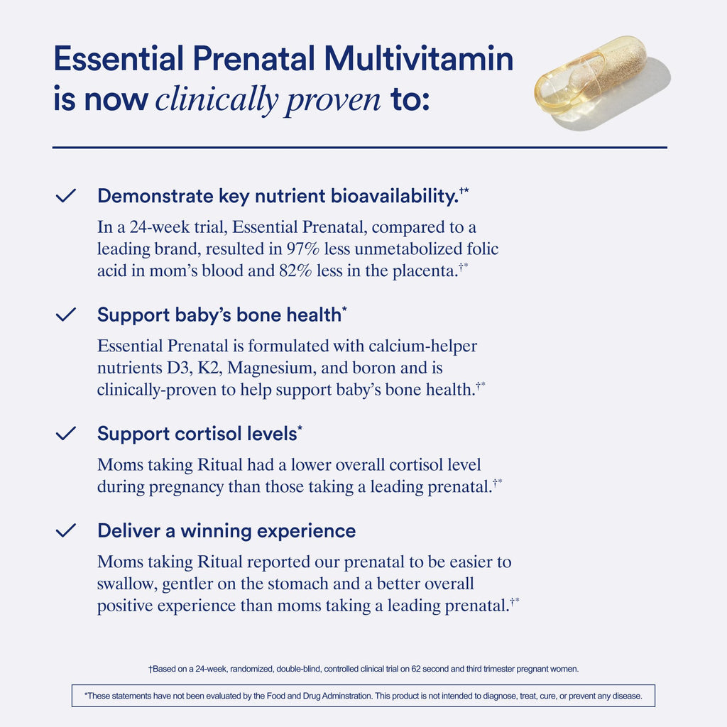 Ritual Women's Prenatal Multivitamins - 60 Capsules - 30 Servings | Clinical-Backed - Key Essential Vitamins and Minerals to Support Mom and Baby During Pregnancy* - Choline - Vegan - Citrus