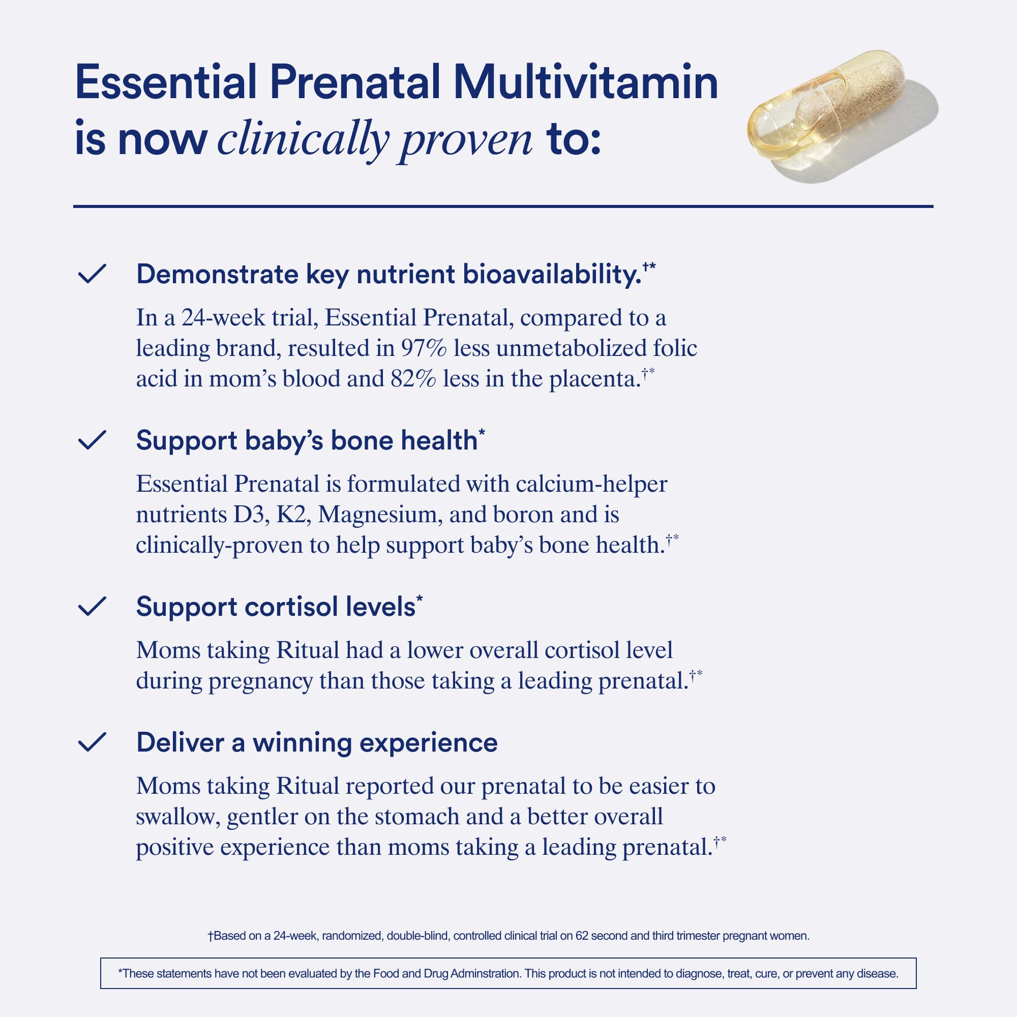 Ritual Women's Prenatal Multivitamins - 60 Capsules - 30 Servings | Clinical-Backed - Key Essential Vitamins and Minerals to Support Mom and Baby During Pregnancy* - Choline - Vegan - Citrus