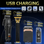 Hair Clippers for Men with LED Display, 4-Piece Cordless Grooming Kit with Hair Clipper, Beard Trimmer, Foil Shaver & Nose Trimmer, Complete Set for Home Barber