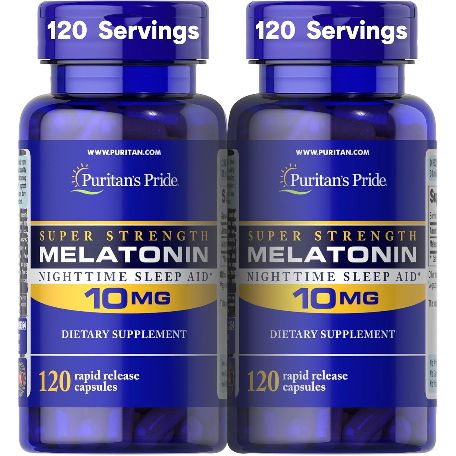 Buy now Puritan's Pride Premium Super Strength Melatonin 10mg Sleep Aid, Dietary Supplement for Sound, Restful, & Longer Sleep Support, 4 Month Supply, 120 Rapid Release Capsules, 2 Pack (Packaging May Vary) at indiglob india