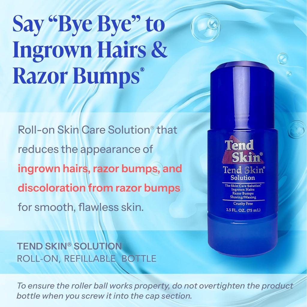 Tend Skin Refillable Roll-On Solution For Razor Bumps & Ingrown Hair 2.5 Oz | Solution for Unsightly Razor Burns, Post Shaving and Waxing Toner, Deodorant, Made in USA