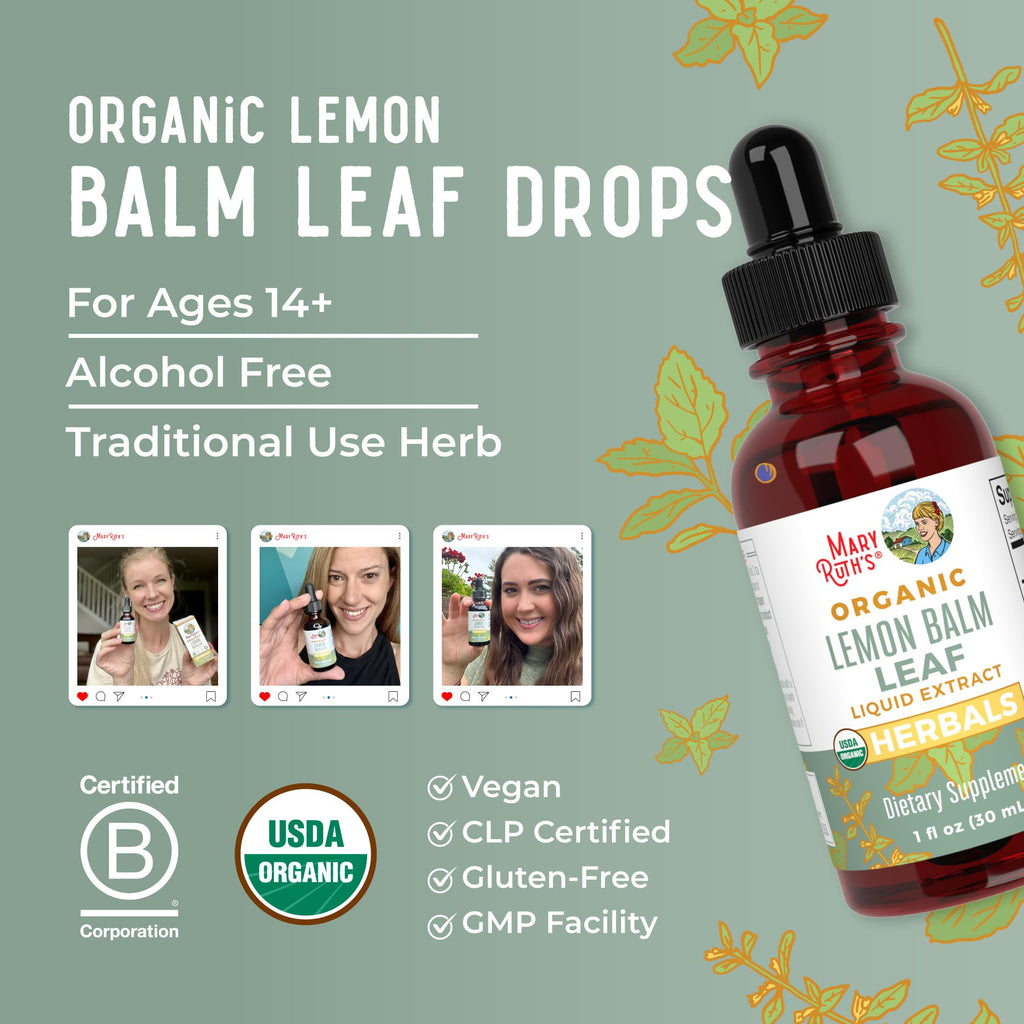 MARYRUTH'S Organic Lemon Balm Leaf Liquid Extract, Mood Support, 1 Fl Oz