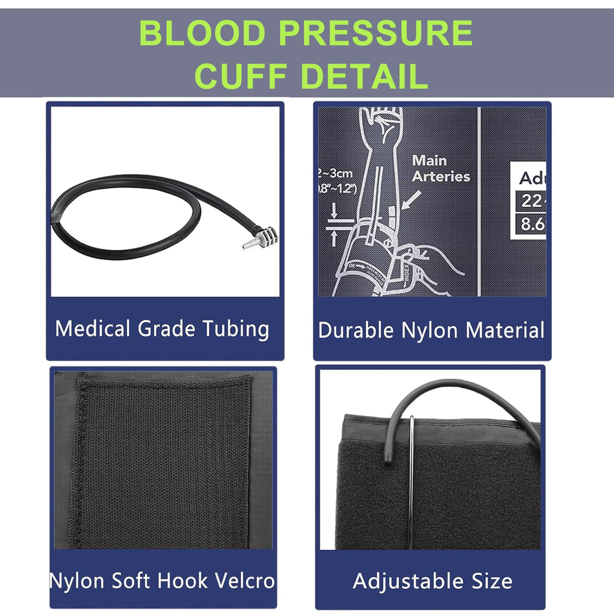 Replacement Extra Large Cuff for Omron BP Monitors 22-52CM Big Arm - Adjustable XL Blood Pressure Cuff, Includes 6 Universal Interface, Blood Pressure Monitors Large Cuff Compatible