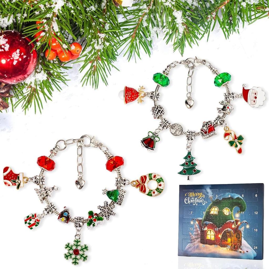 Buy now Christmas Advent Calendar Bracelets 2025 for Girls 24 Days Xmas Countdown Calendar DIY Jewelry Making Kit Gift 22 Charm Beads 2 Bracelets for Kids Teens Women at indiglob india
