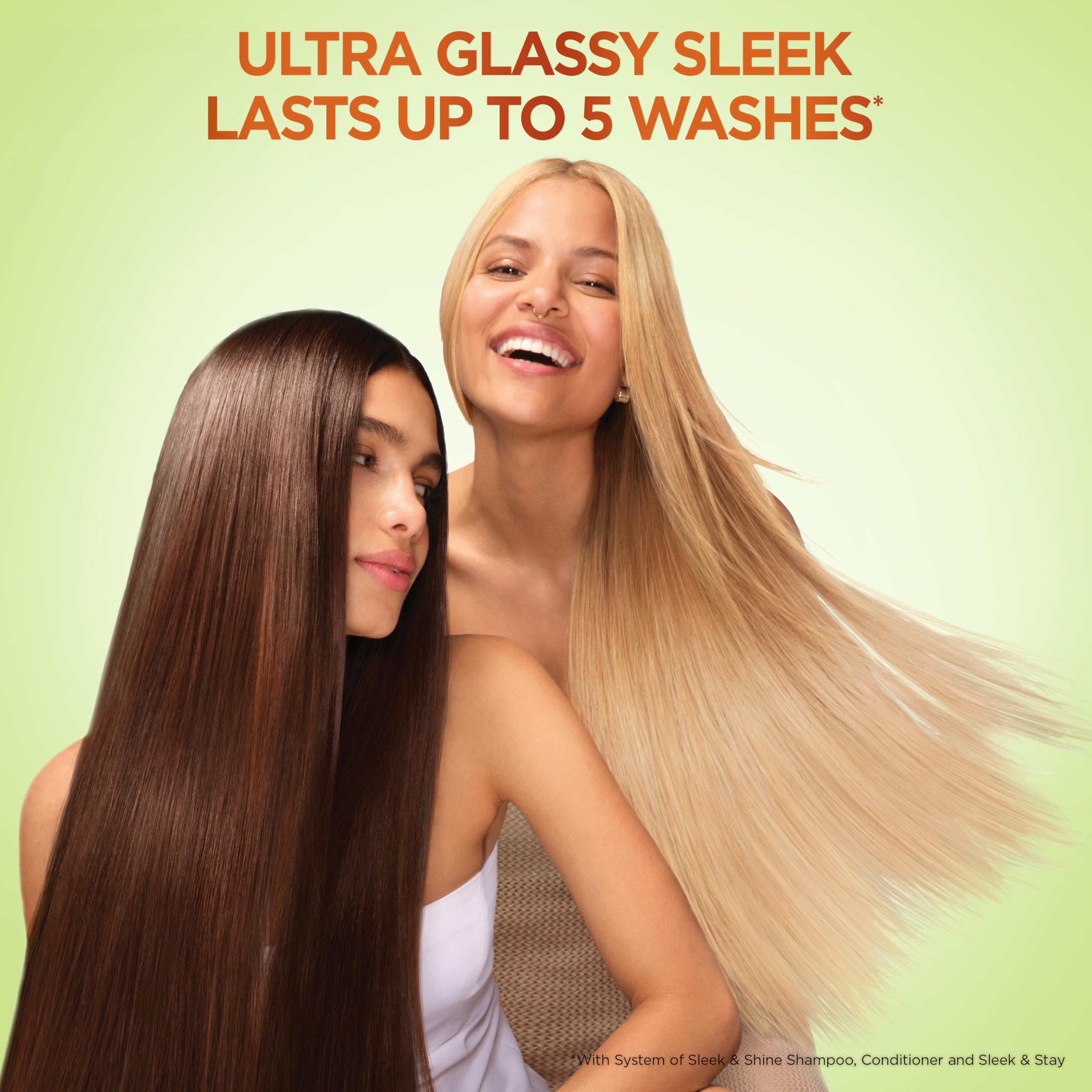 Garnier Fructis Sleek & Shine Shampoo and Conditioner Set for Dry, Frizzy Hair, Up to 72 Hours of Frizz Control, Smooths Flyaways & Boosts Shine, 22 + 21 Fl Oz (Packaging May Vary)