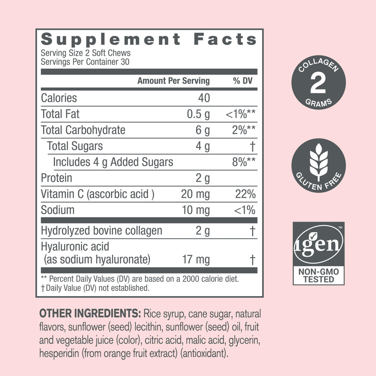 NeoCell Collagen Peptides Soft Chews | 60 Chewables | Beauty Bursts Supplement | with Hyaluronic Acid | Hair, Skin, & Nails | Fruit Punch Flavor