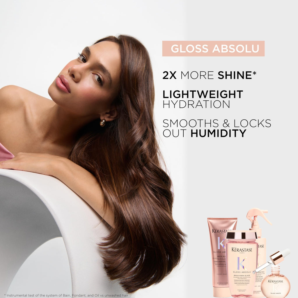 Kerastase Gloss Absolu Glaze Drops Anti-Frizz Hair Oil - Adds gloss and shine, nourishes and hydrates hair, with Hyaluronic Acid and Glycolic Acid, For All Hair Types