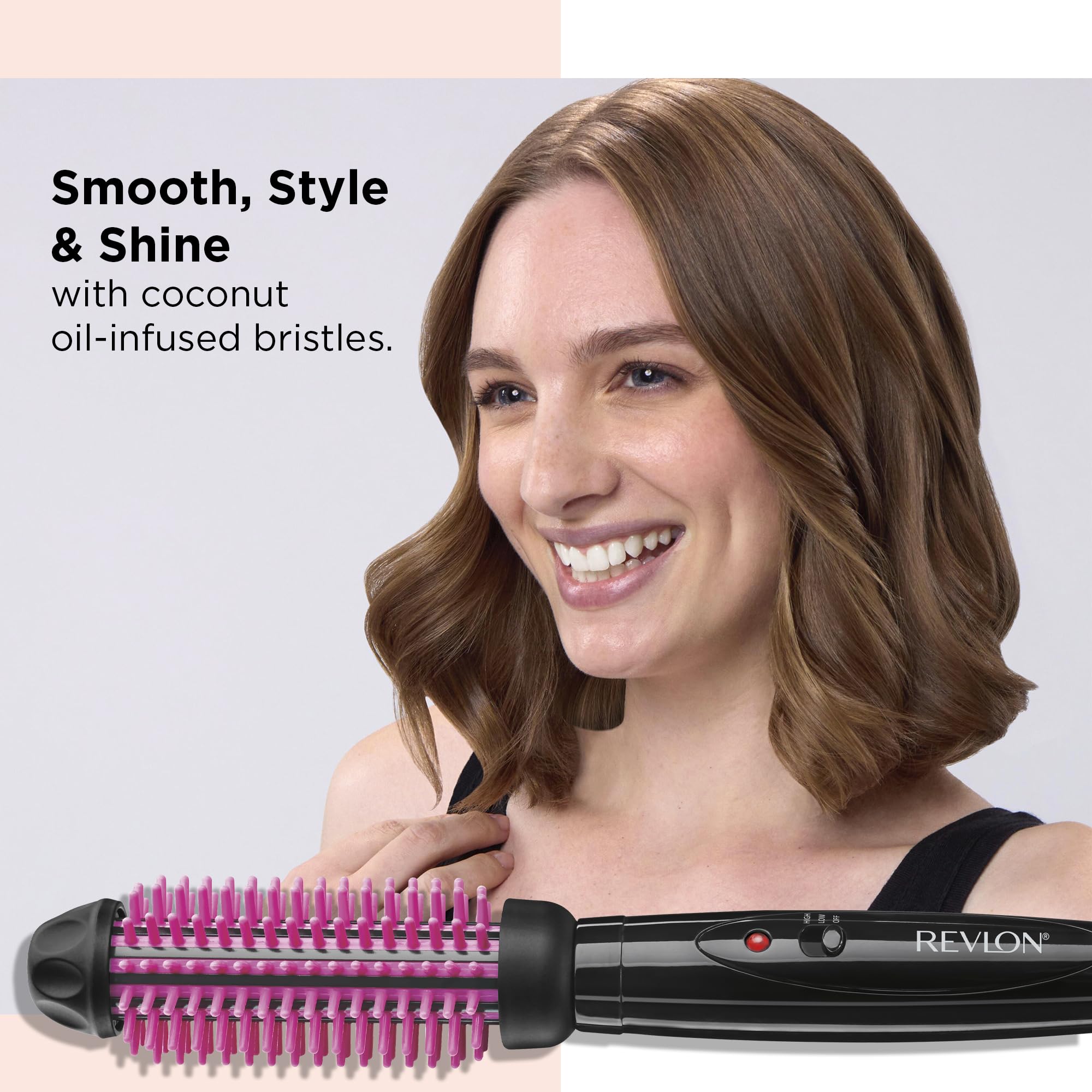 Buy now REVLON Silicone Bristle Heated Hair Styling Brush | Fast, Long Lasting Volume for Easy Styling | 1" Barrel for Full Body and Smooth Styles (Black/Pink) at indiglob india