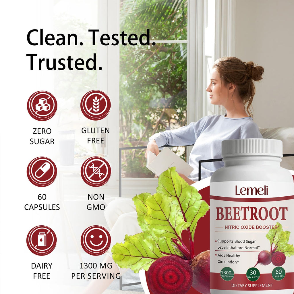 Morvyn Lemeli Beetroot 1300mg,Beet Root Capsules, 60 Capsules