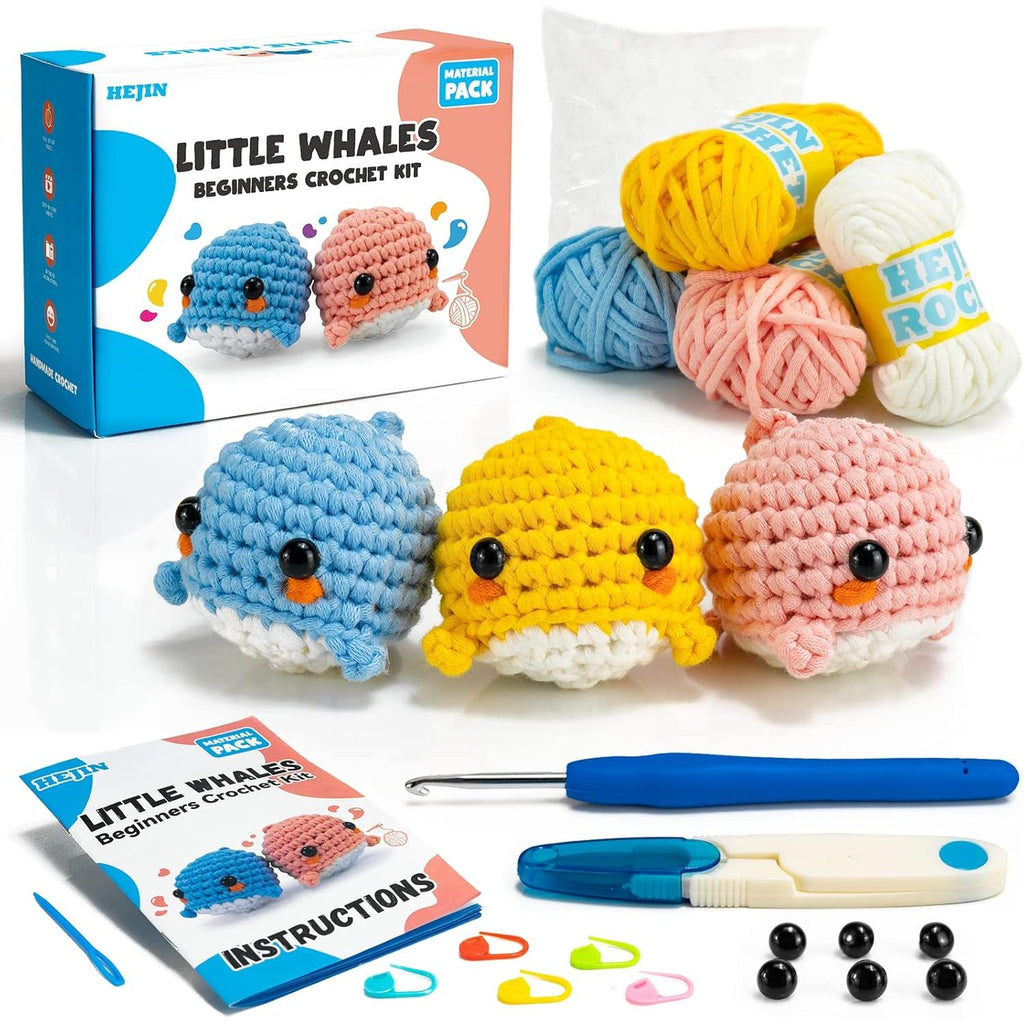Buy now Beginner Crochet Kit, Crochet Kits for Kids and Adults, 3PCS Crochet Animal Kit for Beginners Include Videos Tutorials, Yarn, Eyes, Stuffing, Crochet Hook - Boys and Girls Birthdays Gift at indiglob india