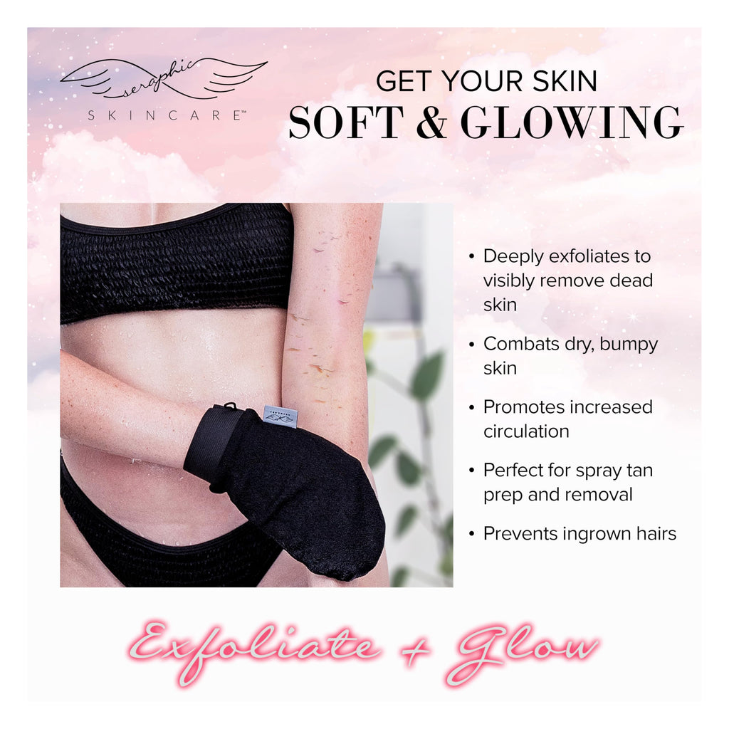 Buy now Seraphic Skincare (Original) Premium Exfoliating Mitt for Body (1pc) â€“ 100% Vegan Viscose Traditional Body Scrub Glove Kessa Korean Washcloth â€“ Body Exfoliator for Self-Tan Removal & Keratosis Pilaris at indiglob india