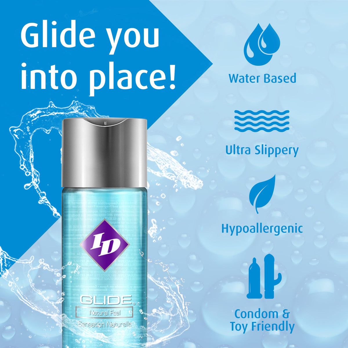 ID Lubricants ID Glide Natural Feel Water-Based Personal Lubricant 8.5 Ounce Unscented