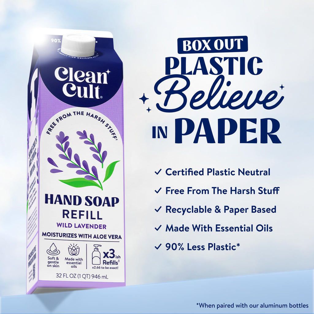 Buy now Cleancult Liquid Hand Soap Refills - Moisturizes Dry & Sensitive Skin - Made with Aloe Vera & Lavender Essential Oils - Wild Lavender - Eco Friendly - Paper-Based Packaging - 32 oz/2 Pack at indiglob india
