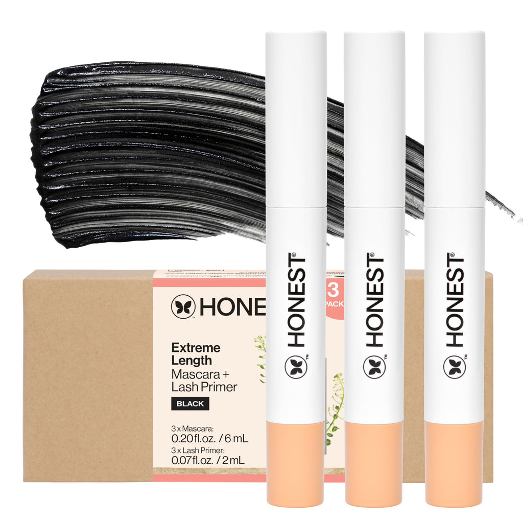 Honest Beauty 2-in-1 Extreme Length Clean Mascara, Primer, Black, .27 fl oz