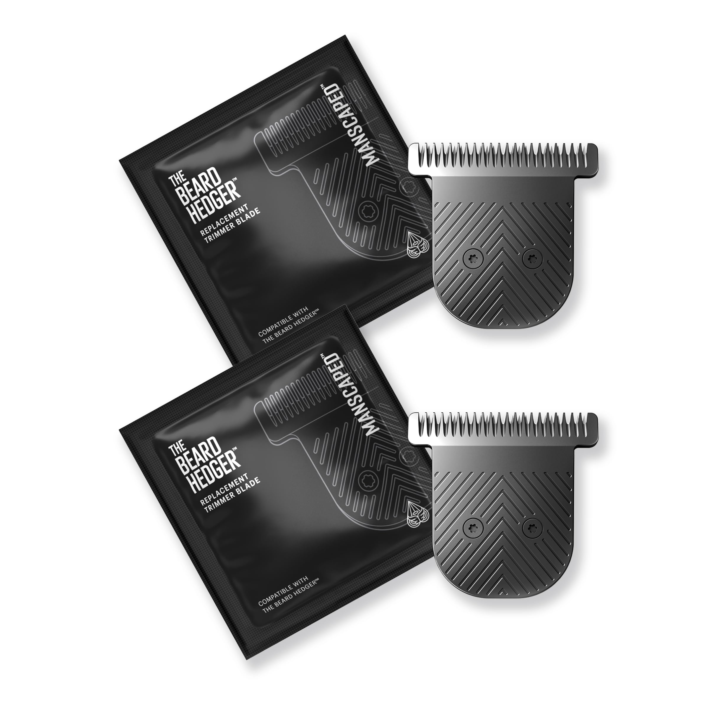 MANSCAPED® The Beard Hedger® Replacement SkinSafe® Trimmer Blade, Premium Stainless Steel T-Blade for Precision Facial Hair Trimming, 2-Pack