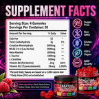 Creatine Monohydrate Gummies 5000mg for Women & Men,120 Count | Blended BCAA, Beta-Alanine, L-Taurine & L-Carnitine Plus B6 B12,Chewable Pre-Workout, Boost Stamina,Ease Muscle Soreness