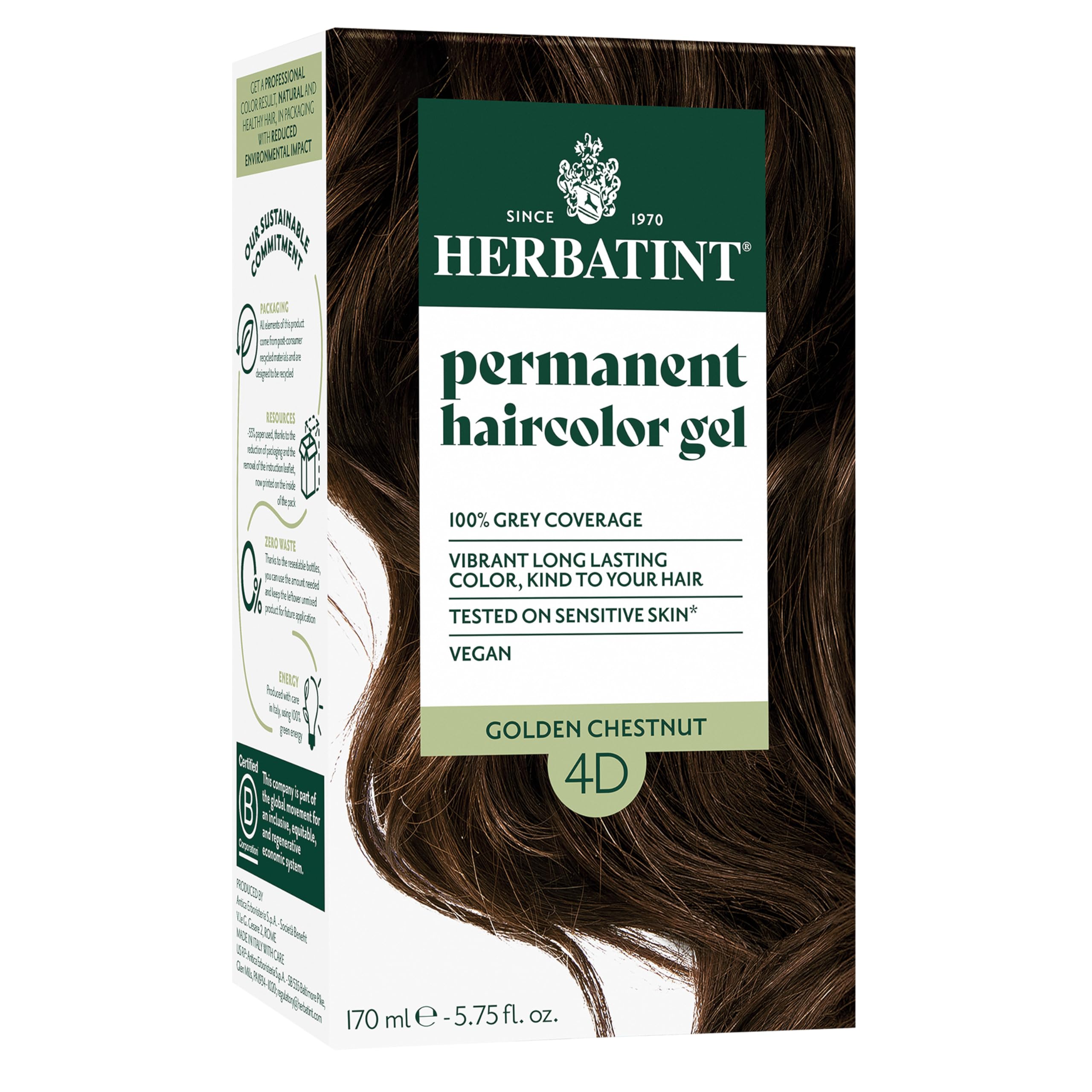 Buy now Herbatint Permanent Hair Dye For Women - 4N Chestnut - For Up To 100% Gray Coverage of Resistant Gray Hair - Ammonia-Free, Alcohol-Free & Vegan - Salon Influenced Hair color 5.75 fl oz at indiglob india