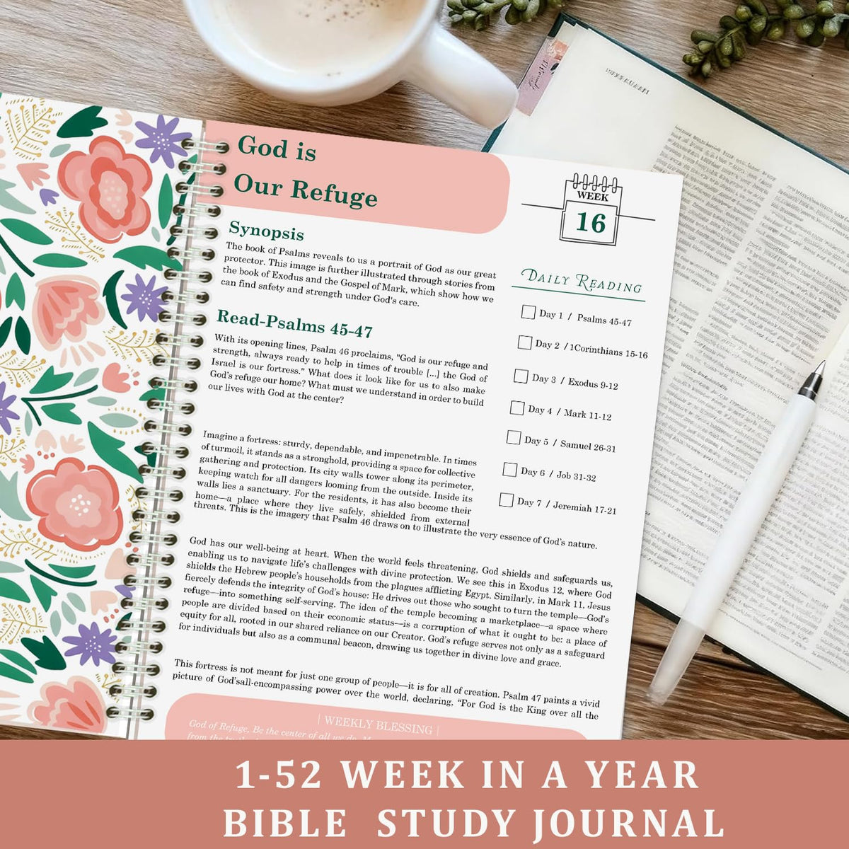 The Bible Study Guide in a Year for Women, 52-Week Spiral Bound Journal A4
