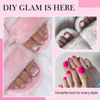 Luckyfairy Square Toe Nail Tips, 504Pcs 15 Sizes Full Cover Press On Toenails for Women, Long Wider Pre-etched Double Matte Fake Toenails for Big Toe Nail Extensions Home DIY Salon Soak Off