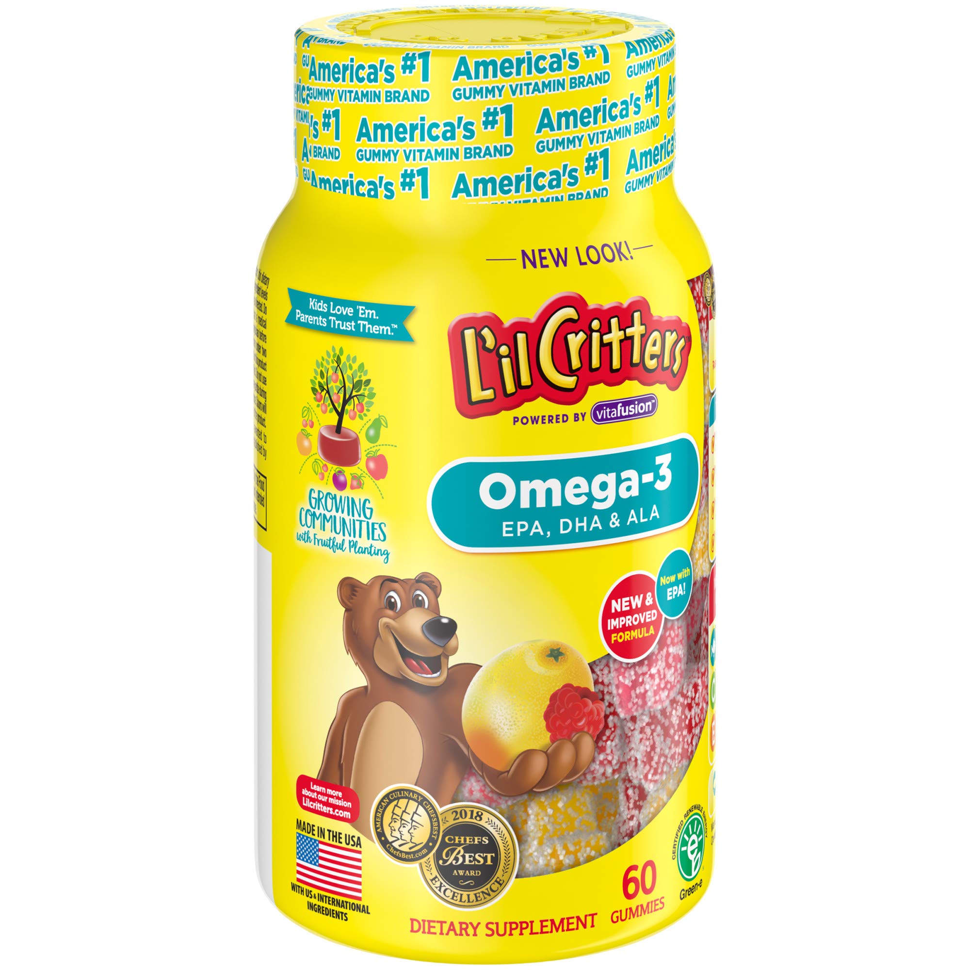 Buy now Lil Critters Omega-3 DHA, Lemonade,Chewable, 60 Count, Pack of 2 at indiglob india