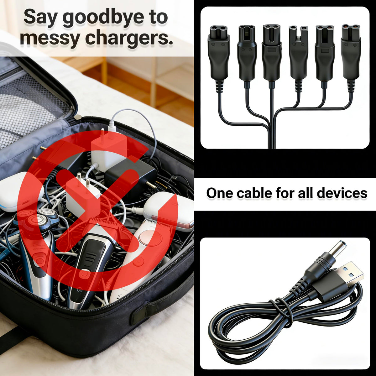 5V USB Charger Cord for Electric Hair Clippers, Beard Trimmers, Shavers