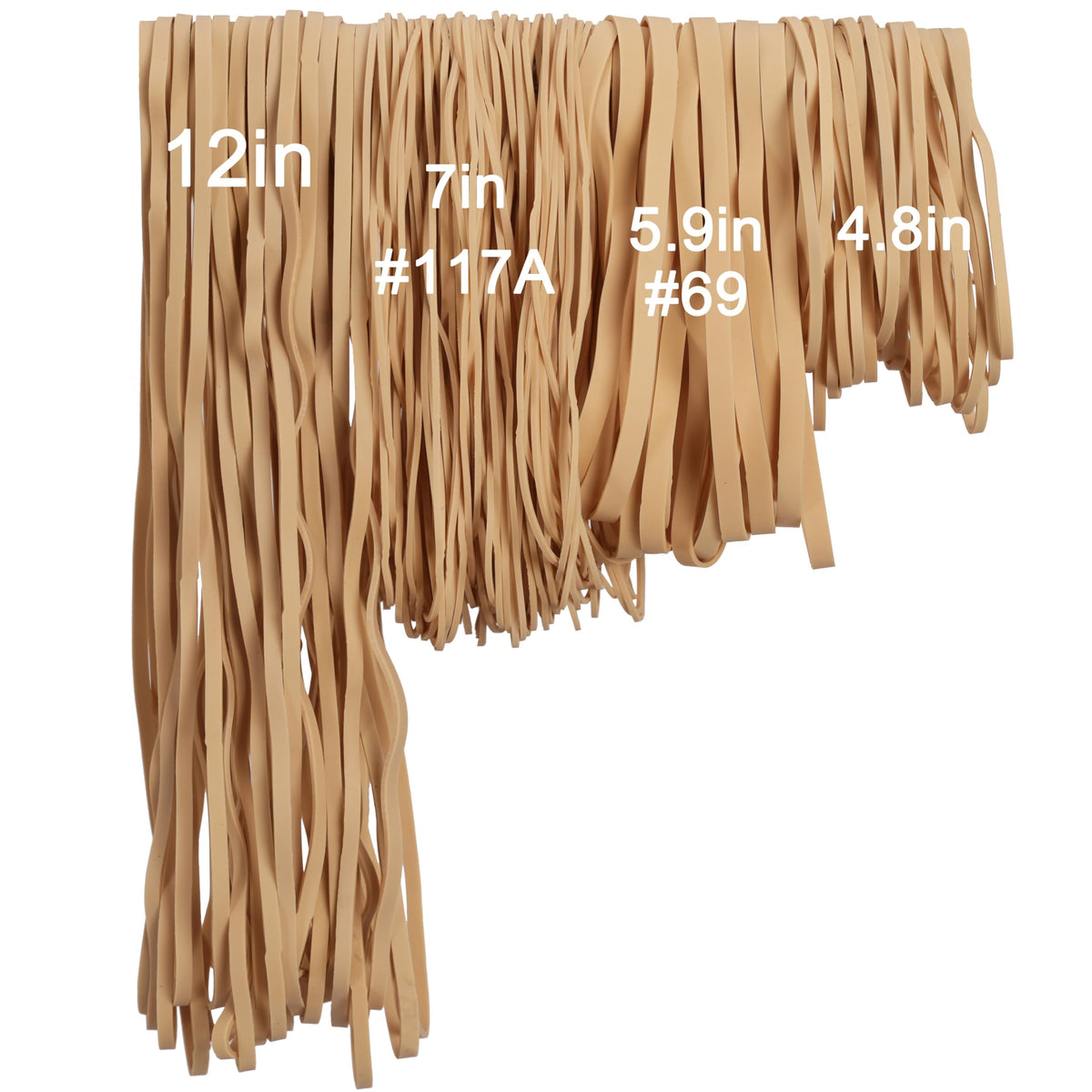 Rubber Bands Assorted Sizes Large Rubber Bands Size 69,Size 117A,12in,4.8in