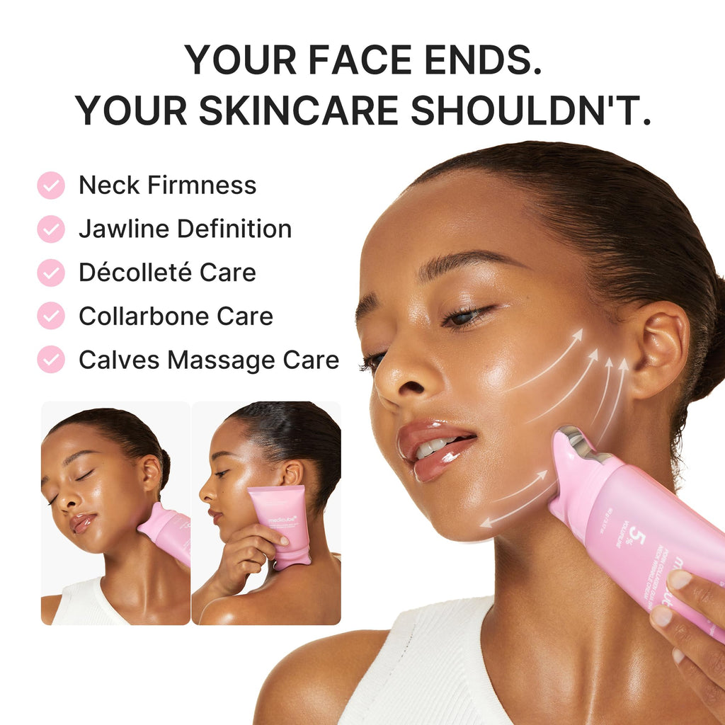 medicube PDRN Collagen Gua Sha Neck Wrinkle Cream - Firming, Contour Care | Built-In Gua Sha Massager with Volufiline 5% - For the Look of Fine Lines, Jawline, Neck, Décolleté, Korean Skincare, 3.17 oz