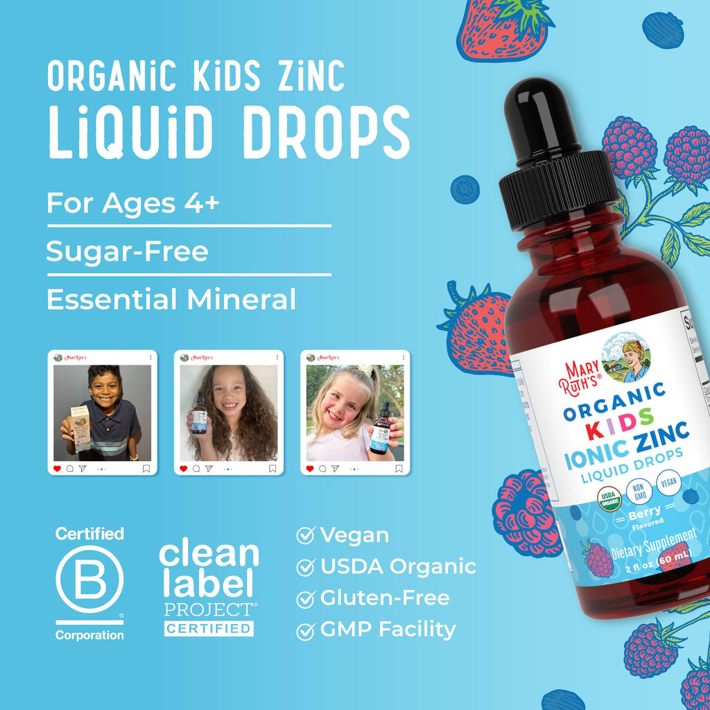 MaryRuth's Organic Liquid Zinc Drops for Kids, Immune Support, Vegan, 2oz | Immune Support, Vegan