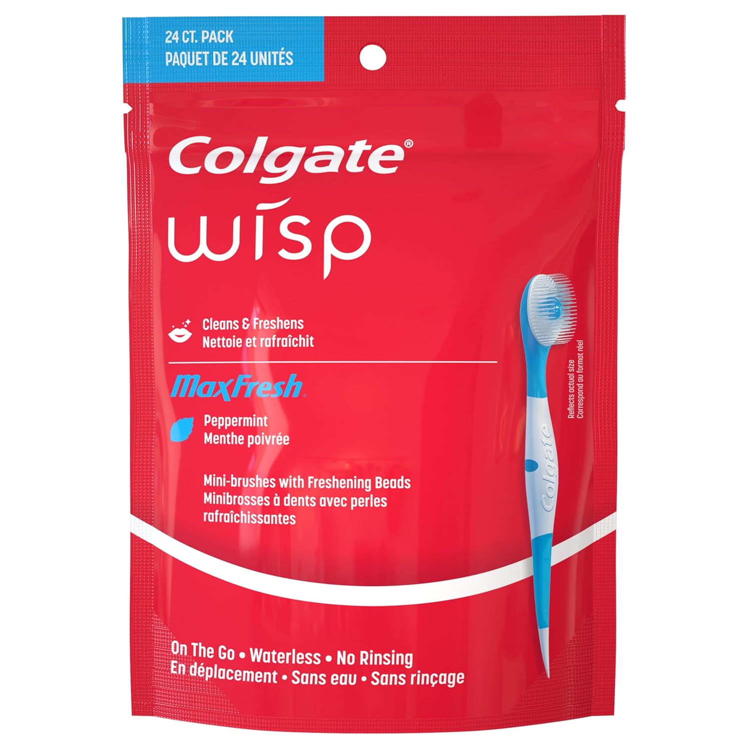 Buy now Colgate Max Fresh Wisp Disposable Mini Travel Toothbrushes, Peppermint, 24 Count (Pack of 4) at indiglob india