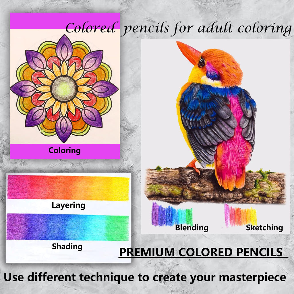 KALOUR Premium Colored Pencils,Set of 120 Colors,Artists Soft Core with Vibrant Color,Ideal for Drawing Sketching Shading,Coloring Pencils for Adults Beginners