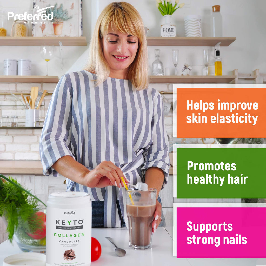 KEYTO Keto Collagen Protein with MCT Oil Powder - Chocolate | Grass Fed Pasture Raised Hydrolyzed Collagen Peptides, Keto, Paleo and Low Carb Friendly
