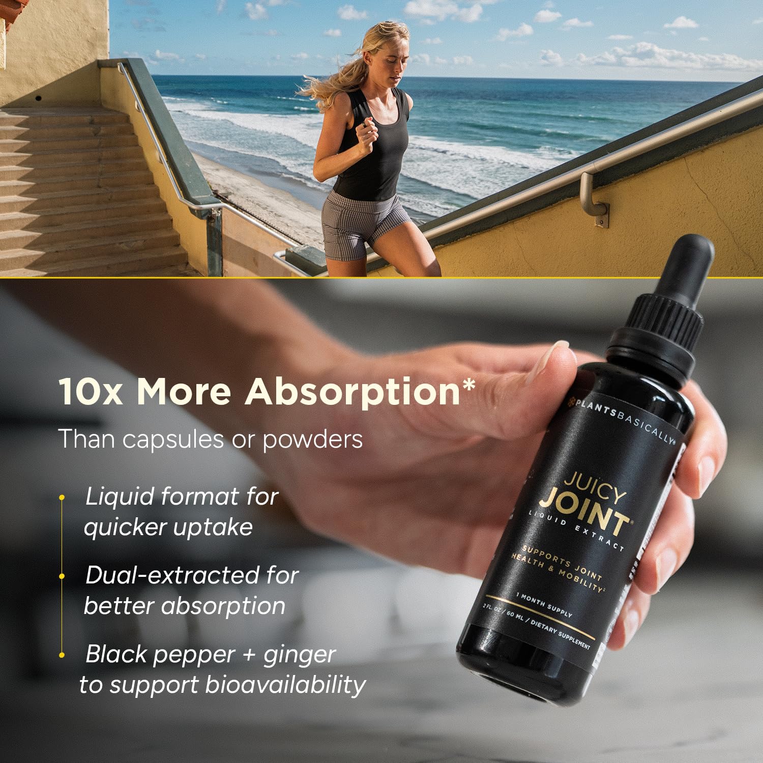 Juicy Joint Extract, 100% Plant-Based Joint Support Supplements - 1 Bottle | Supports Joint Mobility, Relief & Recovery | Fast Absorbing Formula for Women & Men |USA Made, Organic &Vegan, 30-Day Supply