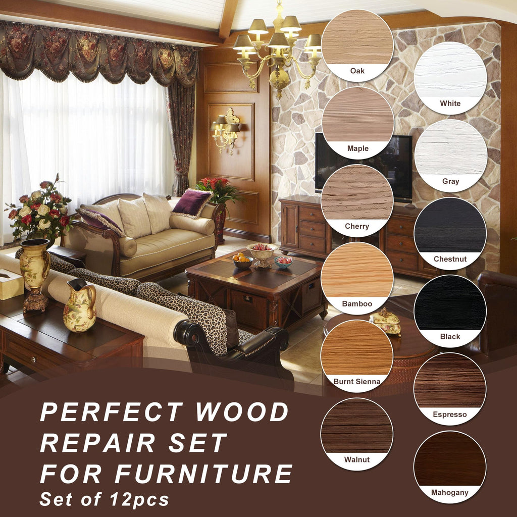 Hupeyna Wood Furniture Repair Kit, 12 Colors Wood Repair Kit, Wood Fillers