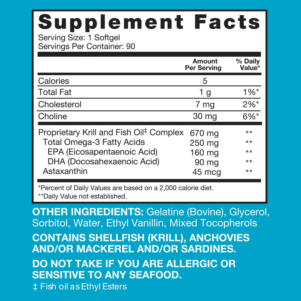 Qunol Advanced Omega-3 Krill & Fish Oil Complex, 250mg EPA & DHA, 90ct | 10x Better Bioavailability, High Absorption, One Pill Dose, Supports Brain, Eye, Heart and Joint Health; Gluten-Free