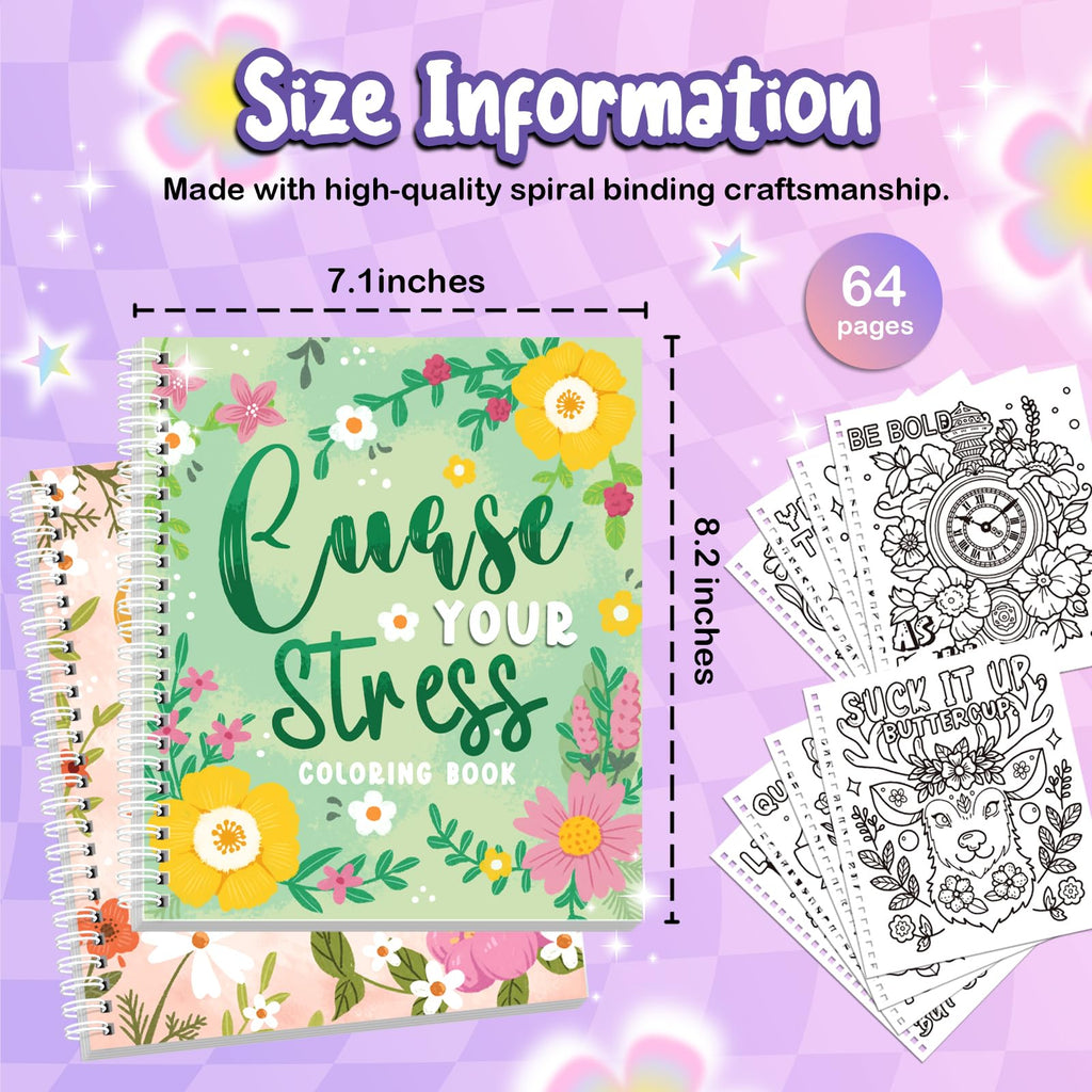 Coloring Books for Adults Relaxation Set of 2, Funny Swear Word Adult Coloring Book for Women, Relaxation Gifts for Women(Floral Design)
