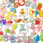 FULUSODO 60pcs Embellishments Cute Set, Flat Back Bulk Mixed Resin Ornament Scrapbooking Set