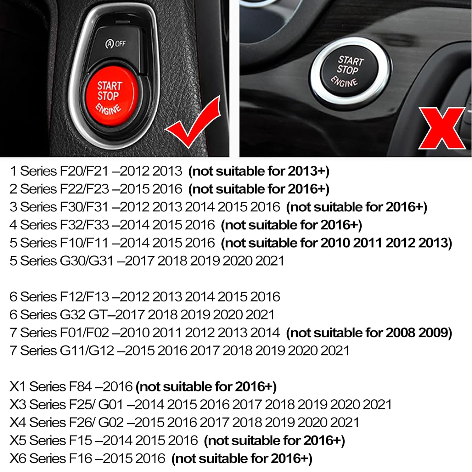 Buy now Jaronx Sports Red Start Stop Engine Switch Button Compatible with BMW,Power Ignition Start Stop Button Replacement(Compatible with BMW 1 2 3 4 5 6 7 X1 X3 X4 X5 X6/F30 F10 F01 F15 G01 G30 G31 G11 G12) at indiglob india