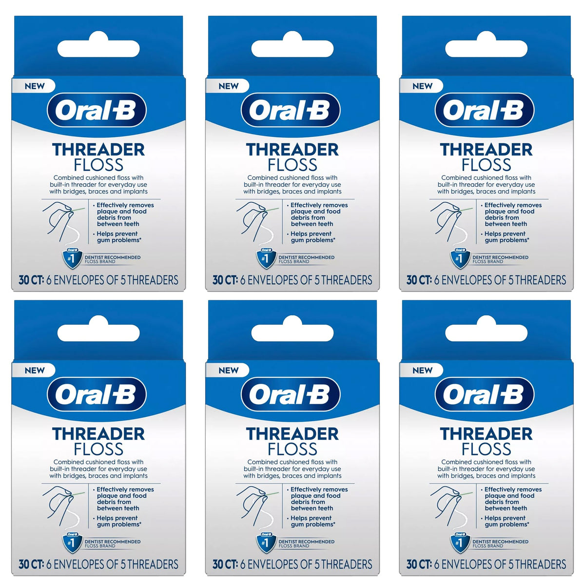 Oral-B Glide Threader Floss, 30-Count (Pack of 6)