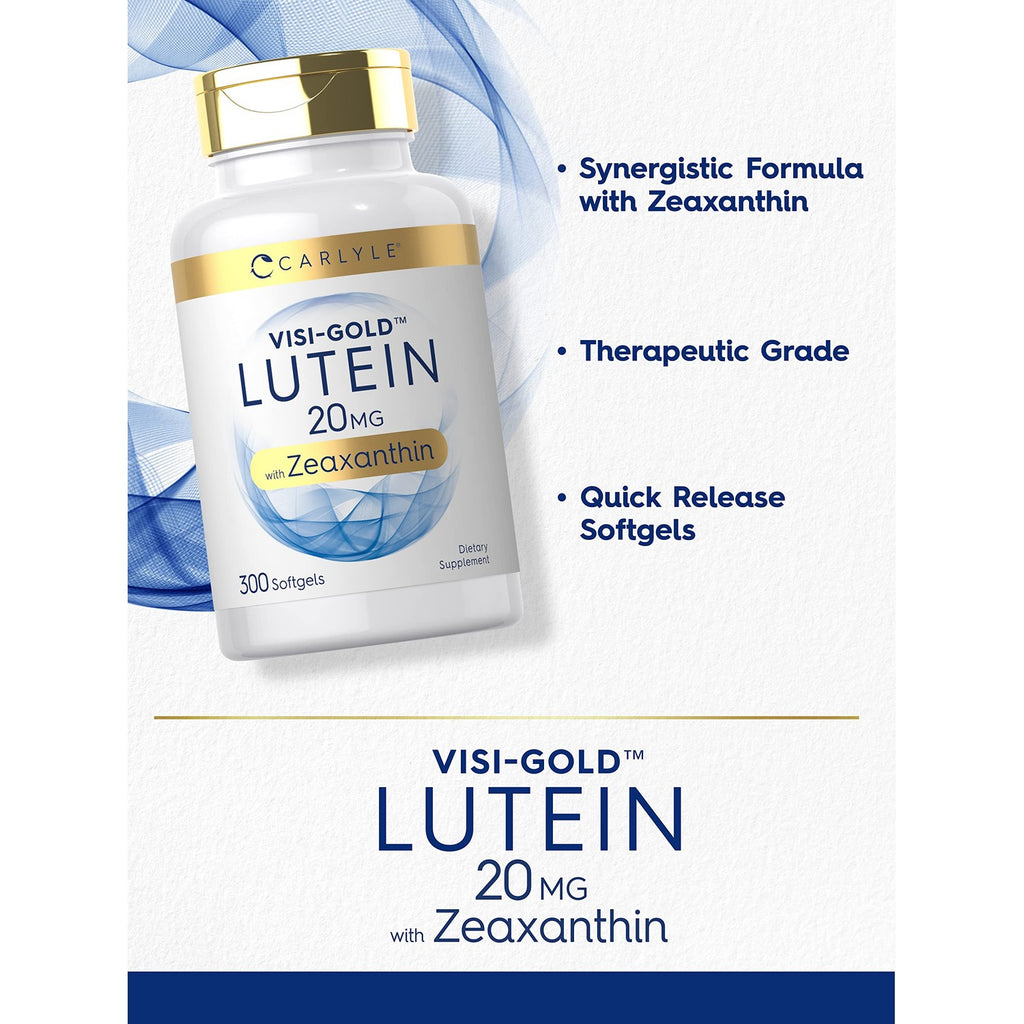 Carlyle Lutein and Zeaxanthin 20mg | 300 Softgels | Eye Health Vitamins | Non-GMO & Gluten Free Supplement