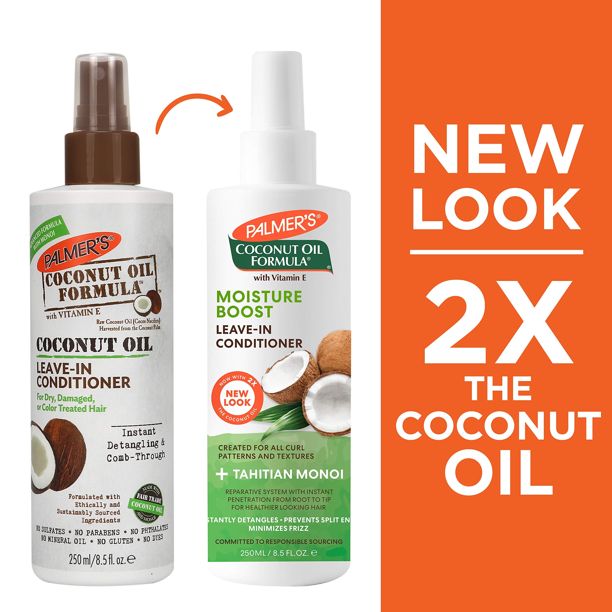 Palmer's Leave-In Conditioner Spray, Coconut Oil Moisture Boost (8.5 Oz) | Moisture Boost Style Protectant for Dry, Damaged Hair, Instantly Detangles, Hydrates & Strengthens Textured & Curly Hair
