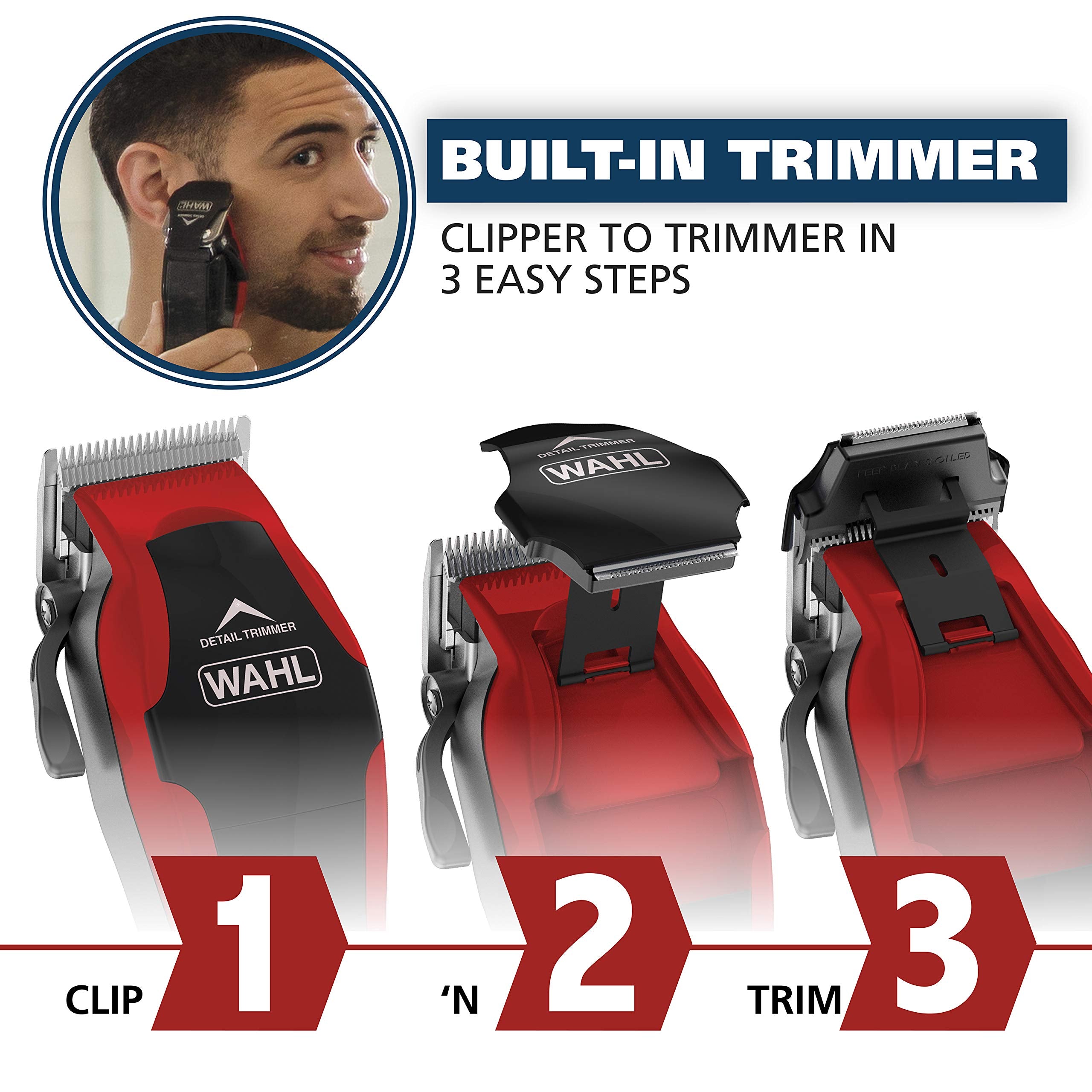 Buy now Wahl USA Clip Æ’??N Trim 2 in 1 Corded Hair Clipper with Pop Up Trimmer Kit, The Perfect Hair Clippers for MenÆ’??s Haircuts and Long Beard Touch Up Grooming Æ’?? 79900-1501P at indiglob india