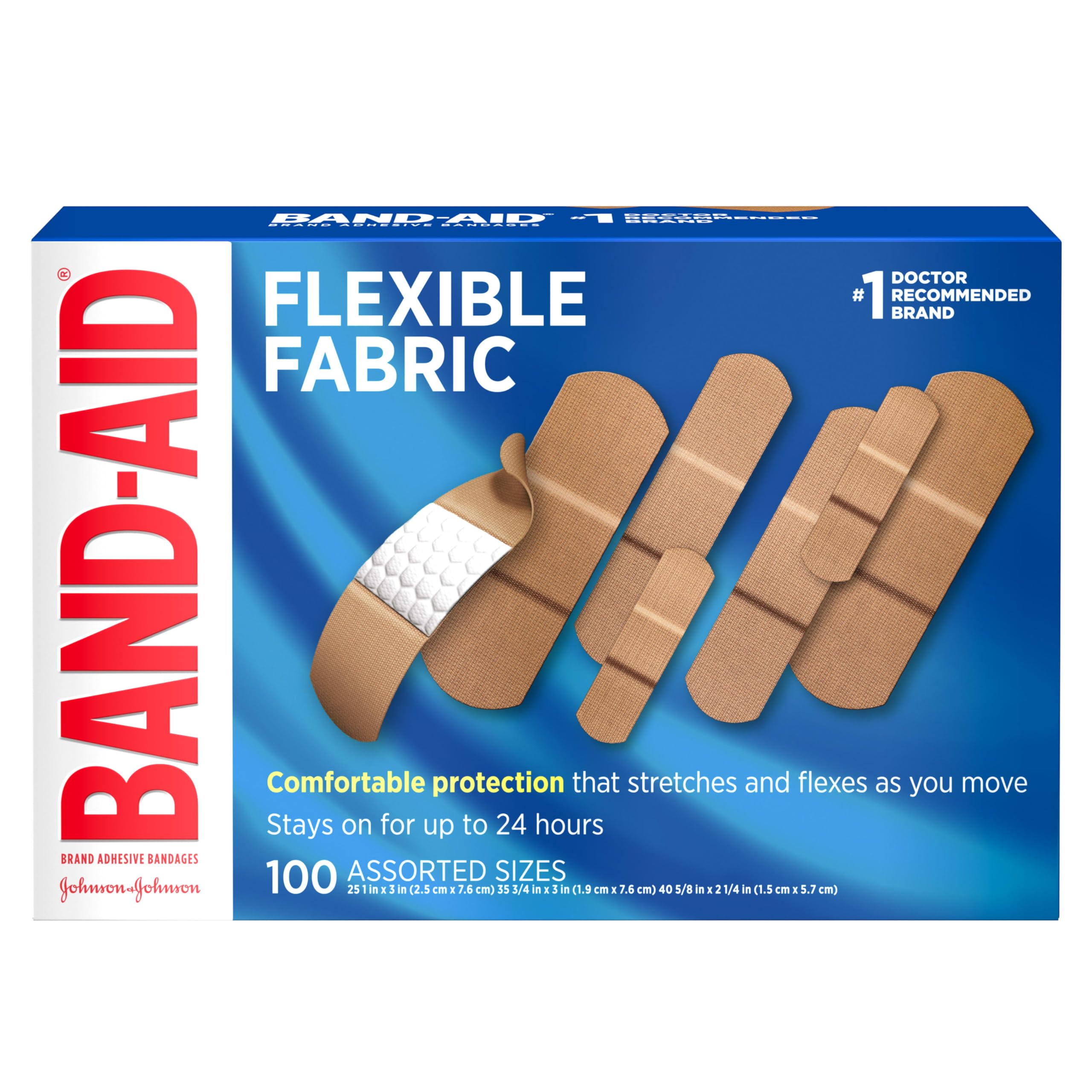Buy now Band-Aid Adhesive Bandages Flexible Fabric, Extra Large, 10 Count Assorted Sizes 100 Count at indiglob india