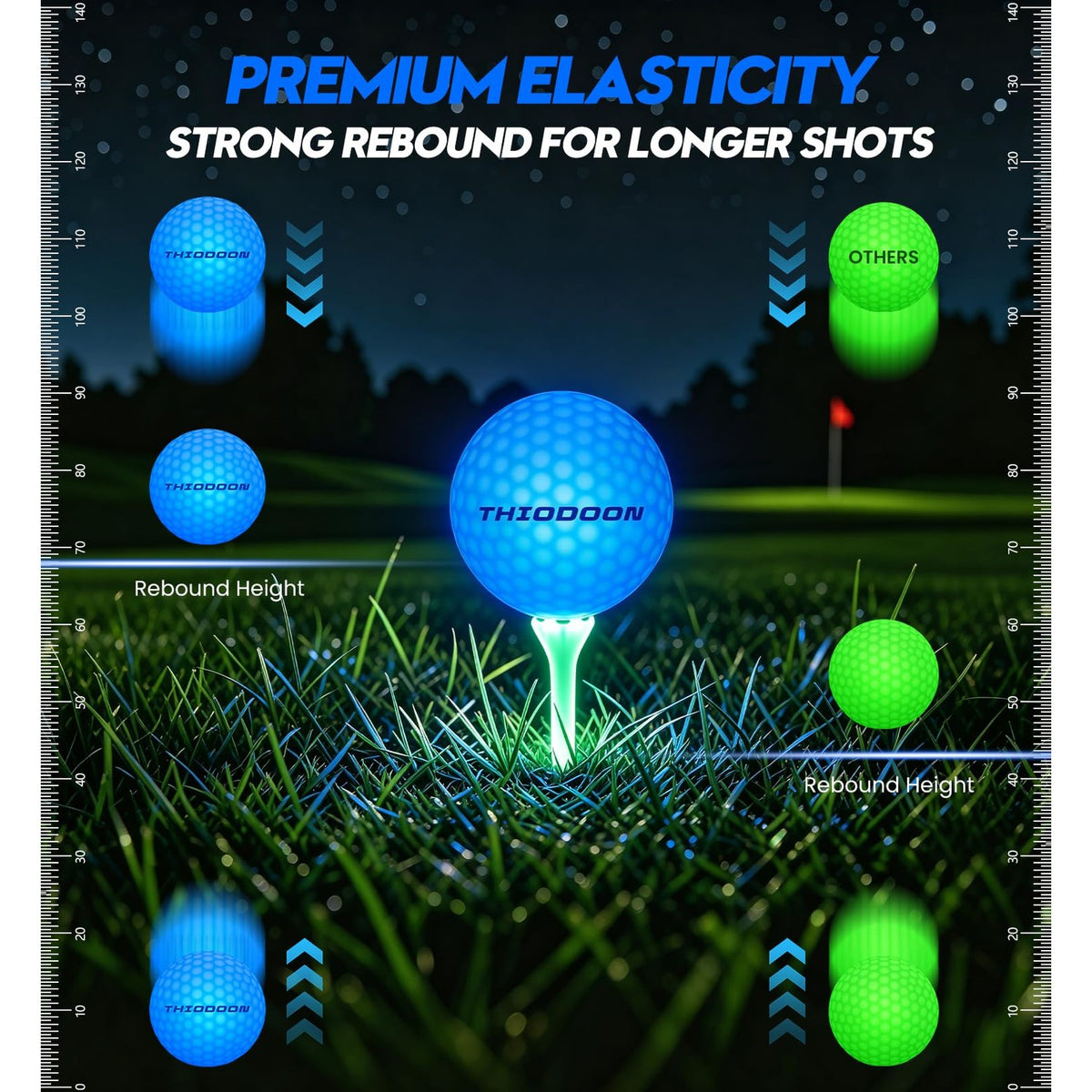 THIODOON Glow in The Dark Golf Balls Light up Led Golf Balls Night Golf Gift Sets for Men Kids Women 6 Pack (6 Colors in one)