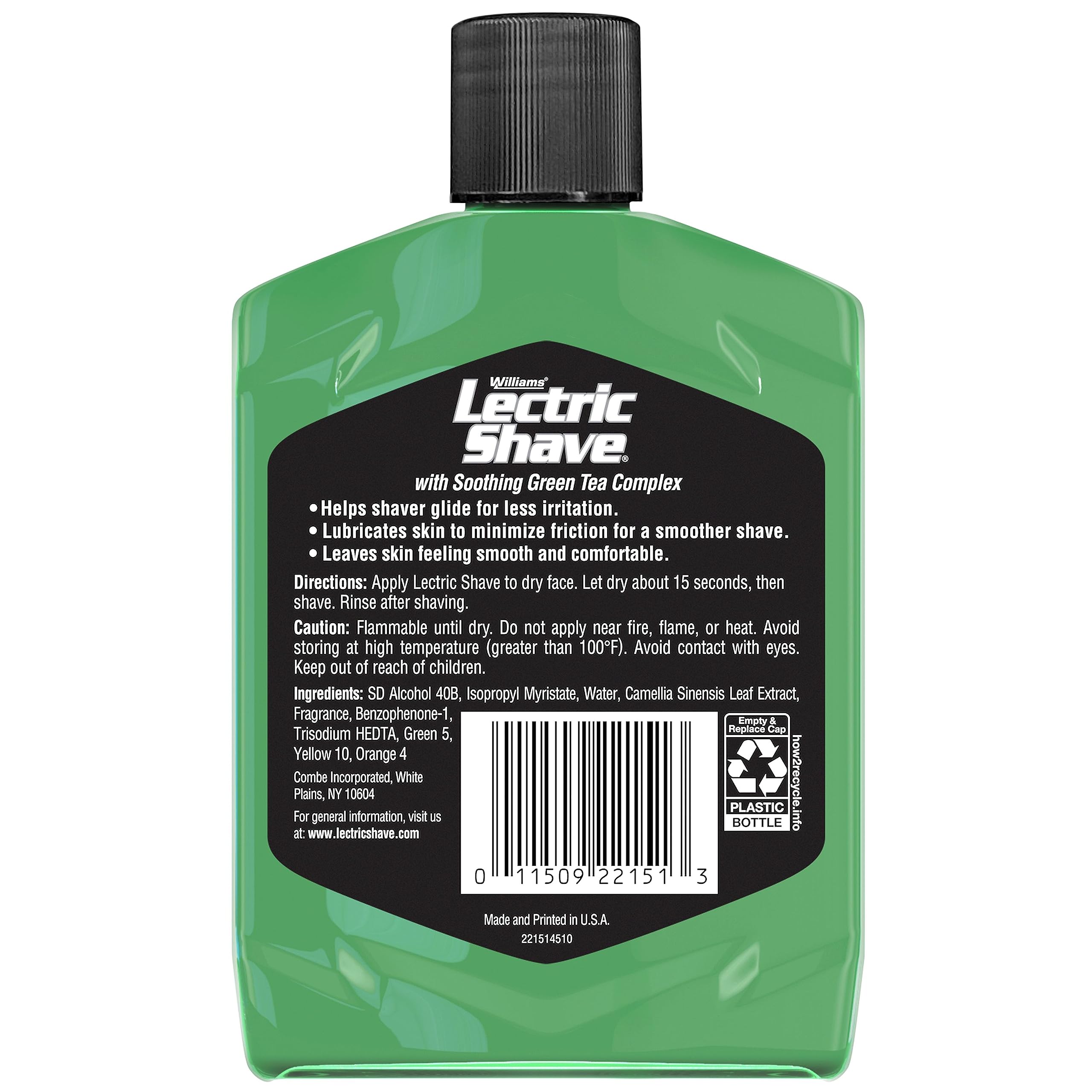 WILLAMS Electric Razor Pre-Shave, 7Fl Oz, Green Tea Complex | Electric razor pre-shave with green tea complex for closer shave. Reduces friction & irritation for smoother skin.