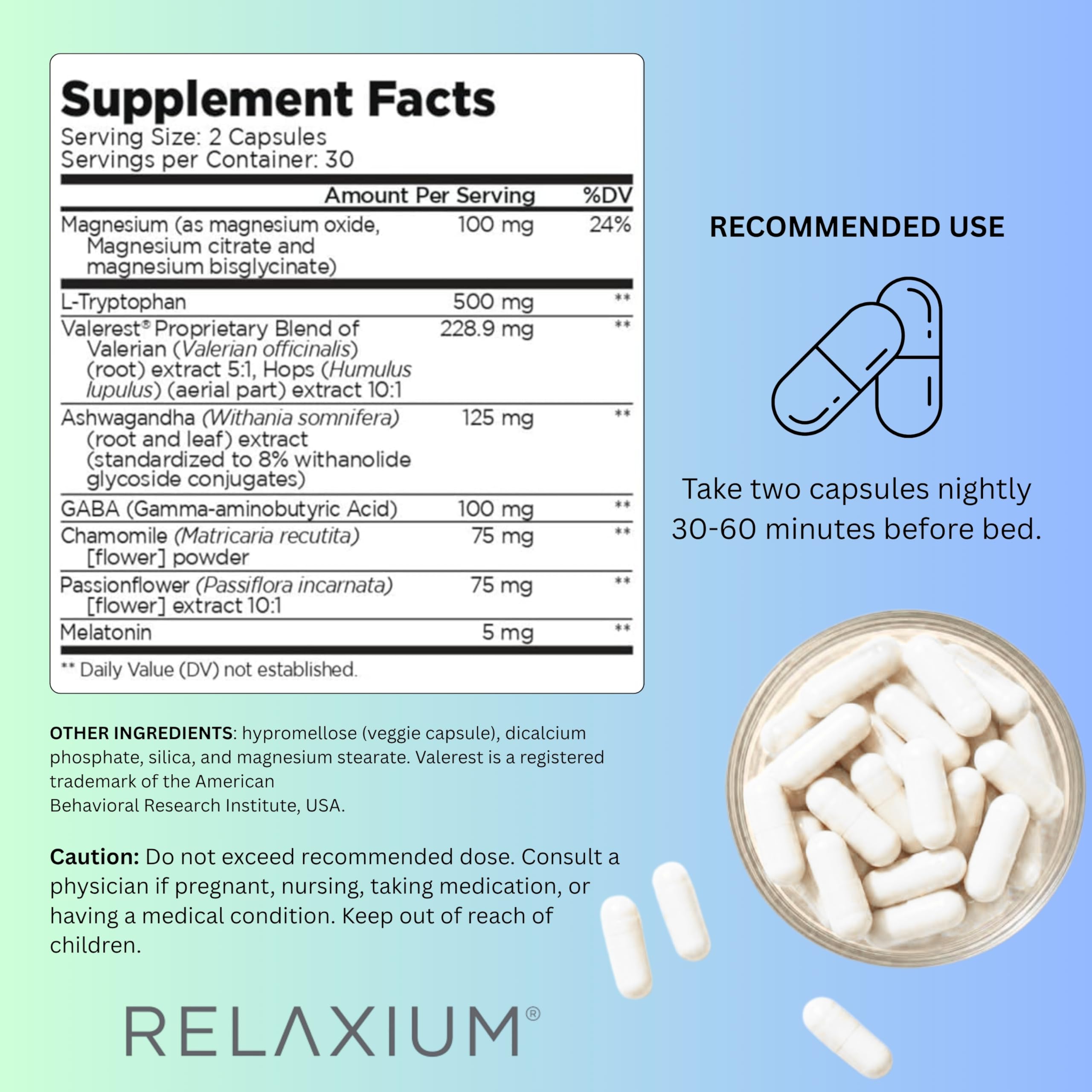 Relaxium Sleep Aid for Adults, 5mg Melatonin, Magnesium Glycinate, 30-Day | Non-Habit Forming Dietary Supplement, Drug-Free, Stress Relief
